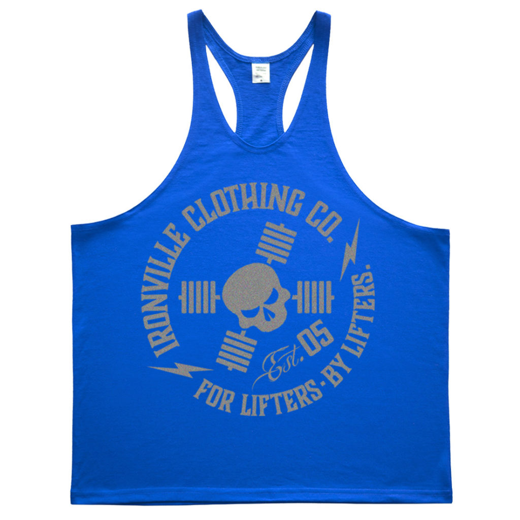 Ironville For Lifters Bodybuilding Stringer Tank Top Royal Silver