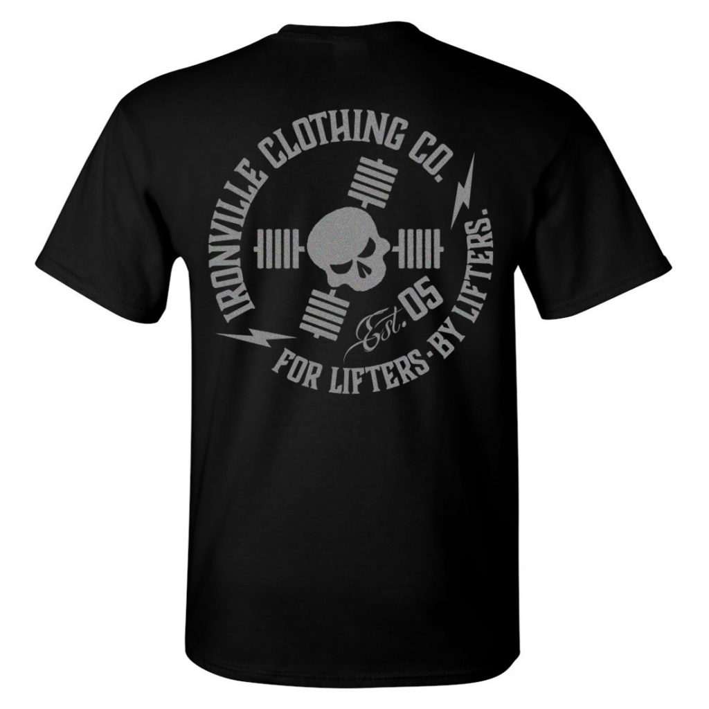 Ironville For Lifters Bodybuilding Tshirt Black Silver Back