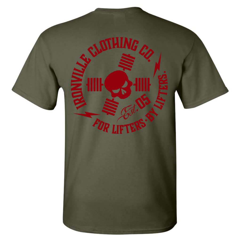 Ironville For Lifters Powerlifting Tshirt Military Red Back