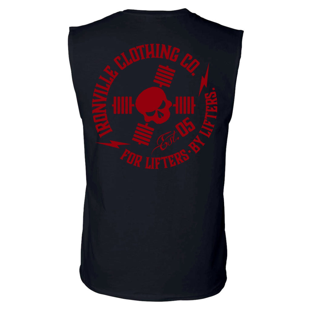 Ironville For Lifters Sleeveless Bodybuilding T Shirt Black Red Back