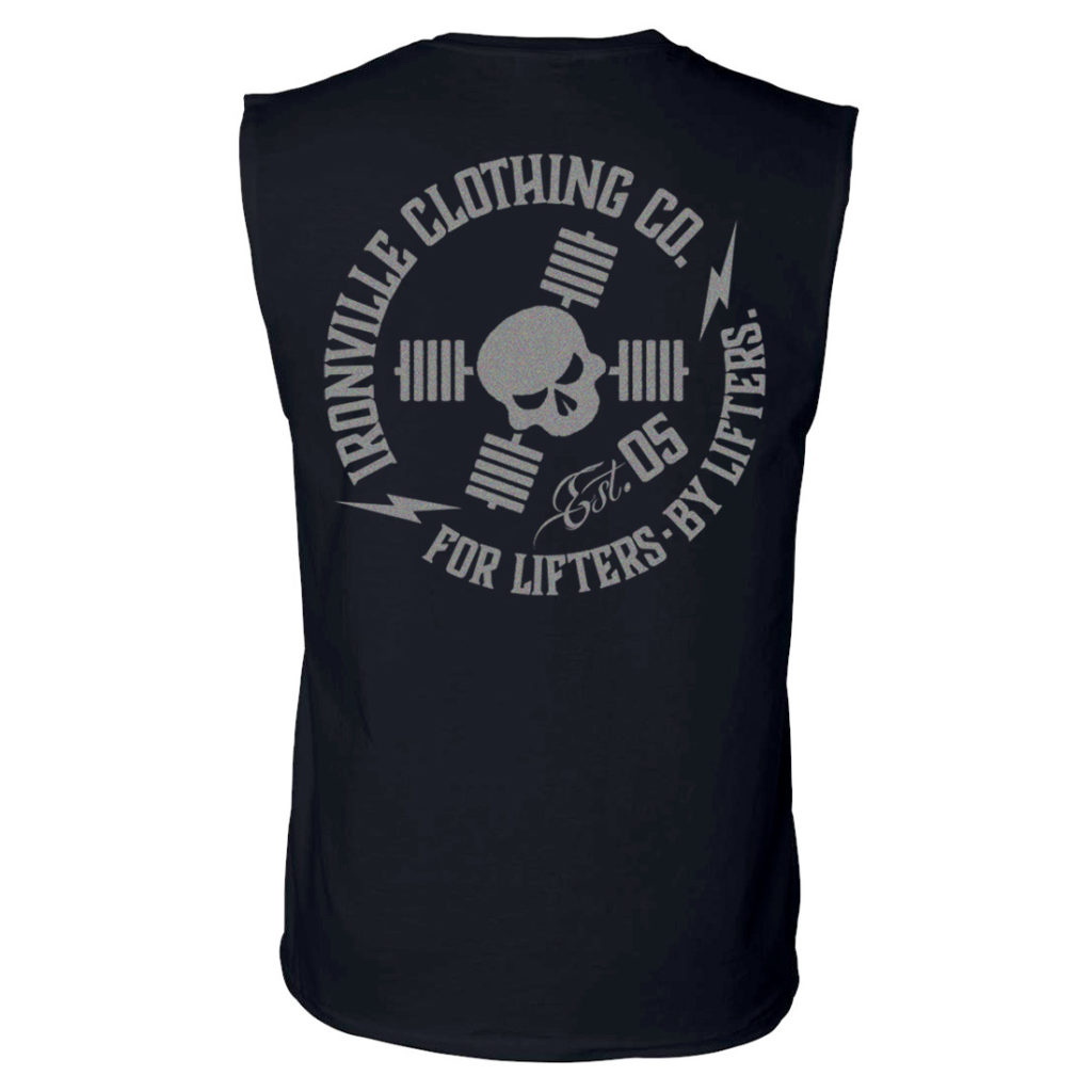 Ironville For Lifters Sleeveless Bodybuilding T Shirt Black Silver Back