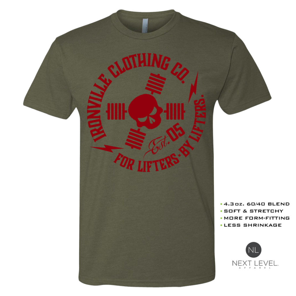 Ironville For Lifters Soft Blend Bodybuilding T Shirt Military Red Front