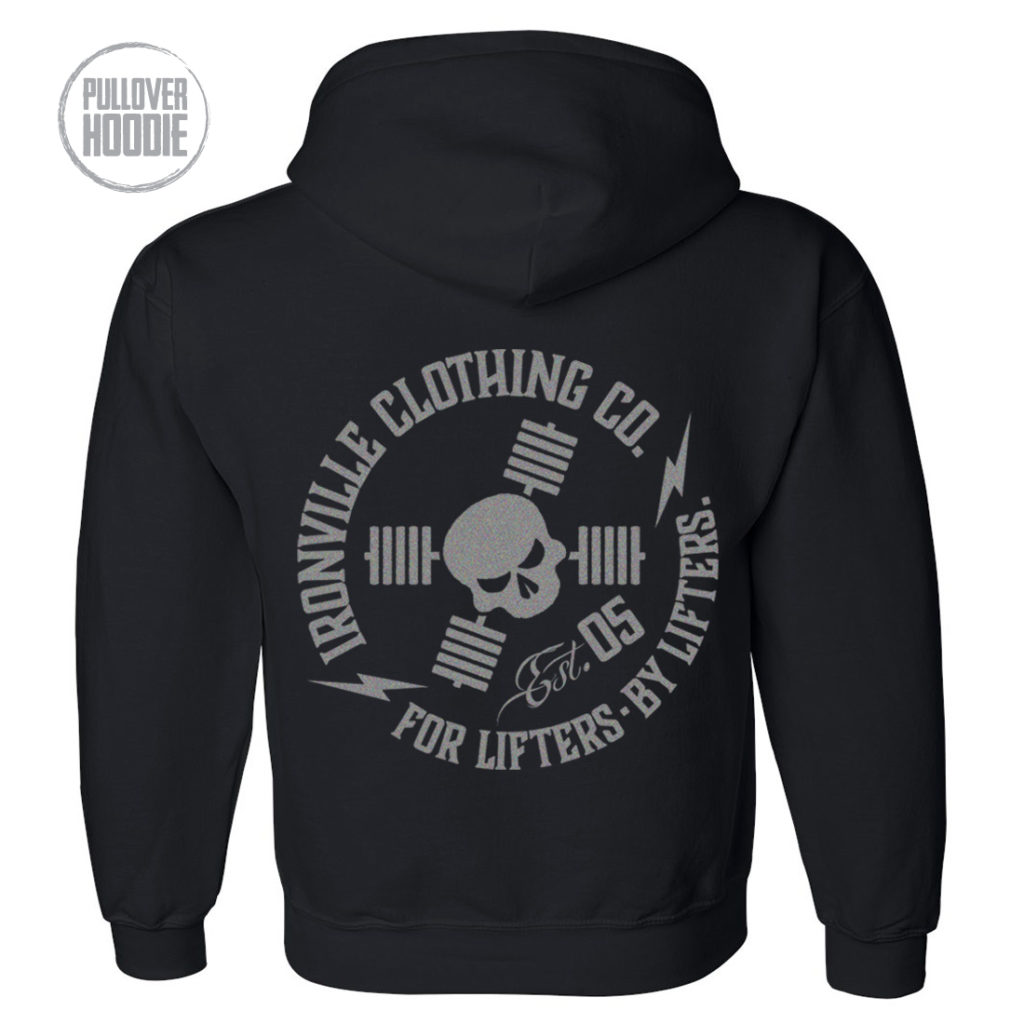 Ironville For Lifters Bodybuilding Hoodie Black Silver
