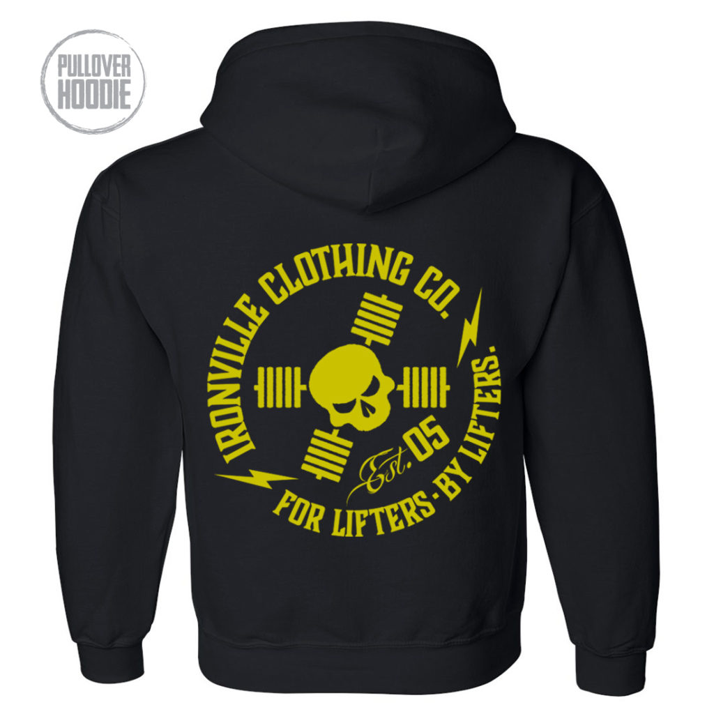 Ironville For Lifters Bodybuilding Hoodie Black Yellow