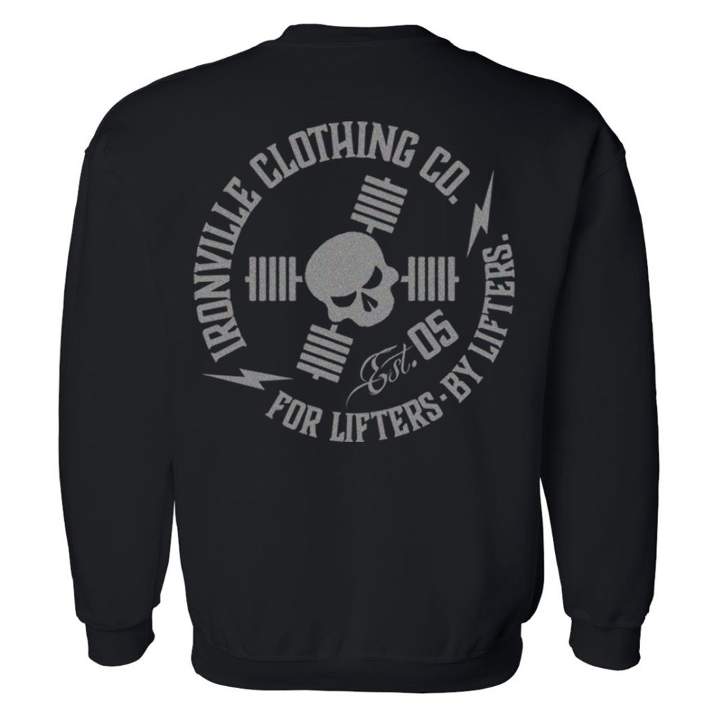 Ironville For Lifters Crewneck Bodybuilding Sweatshirt Black Silver