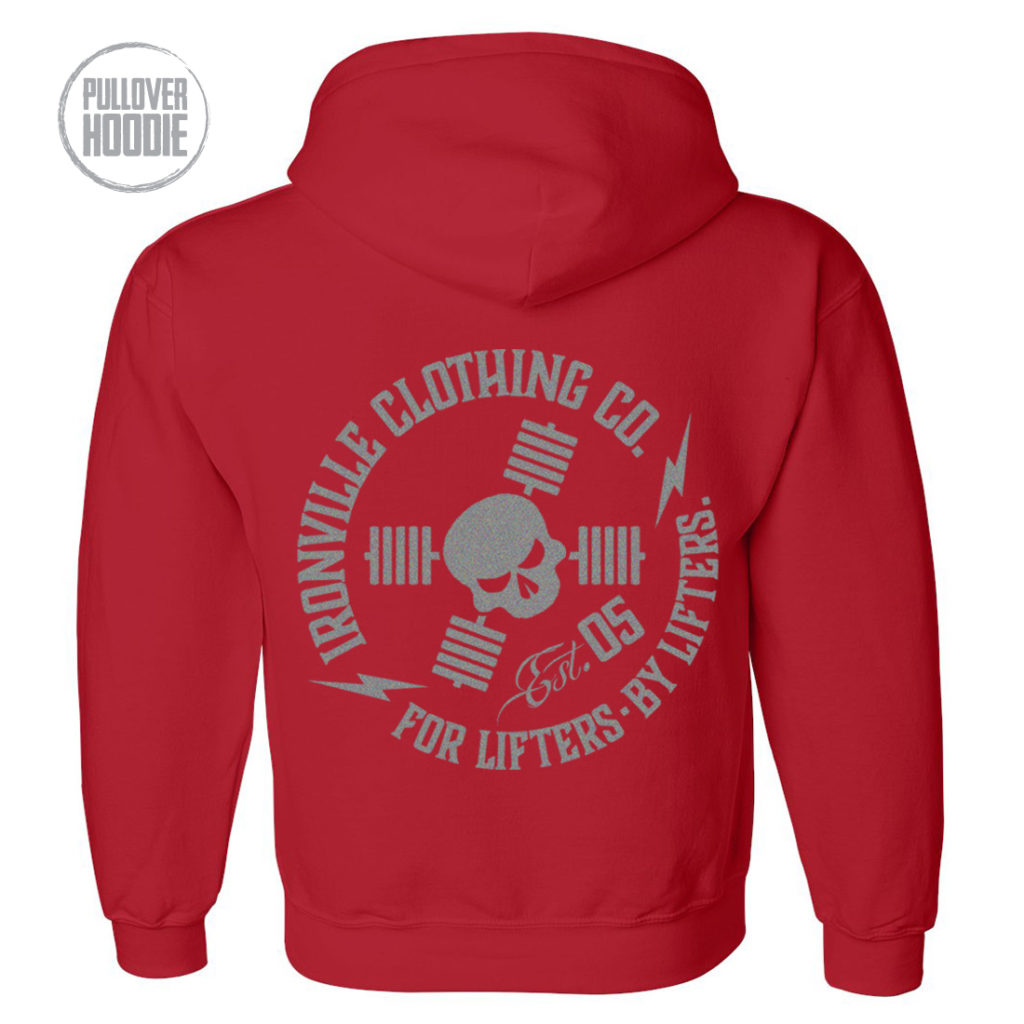 Ironville For Lifters Powerlifting Hoodie Red Silver