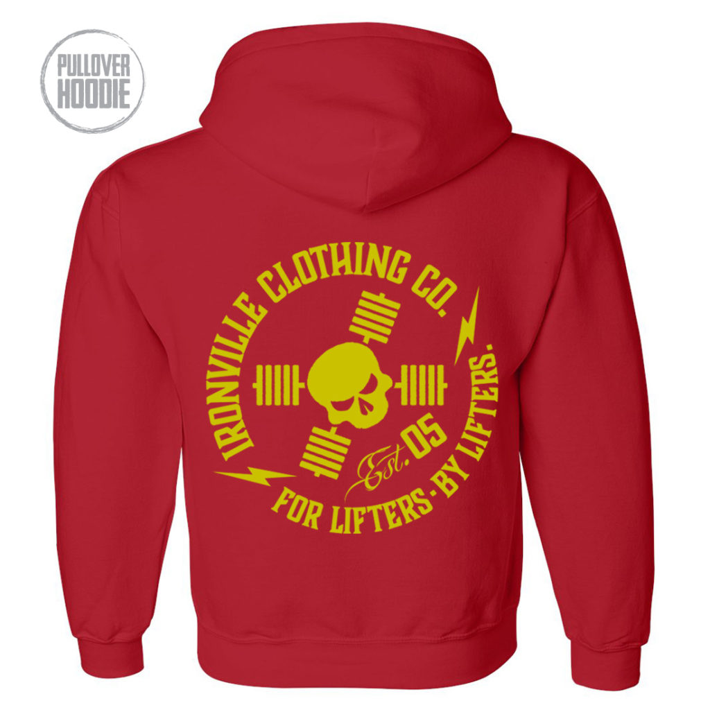 Ironville For Lifters Powerlifting Hoodie Red Yellow