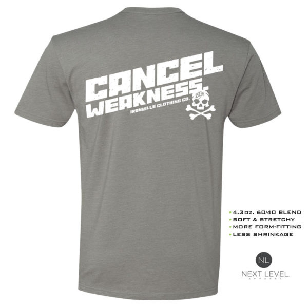 Cancel Weakness Fitted Tshirt Gray White Ink Back