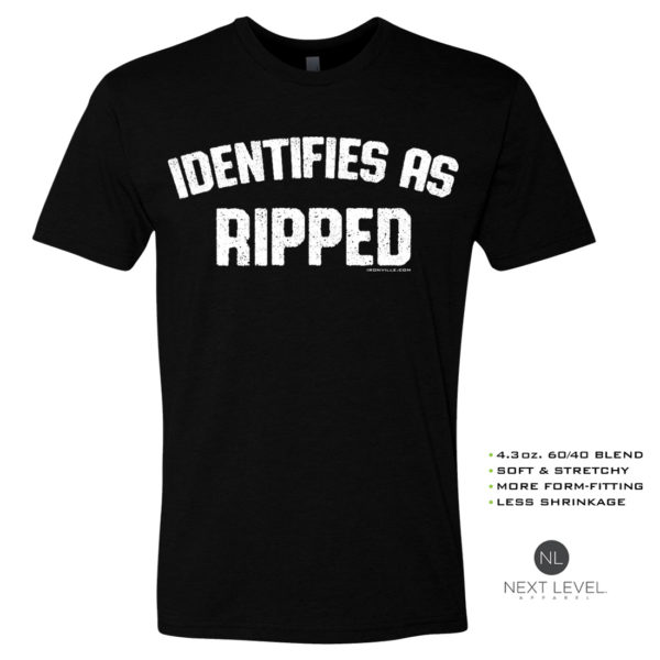 Ironville Identifies As Ripped Bodybuilding Fitted Tshirt Black Front